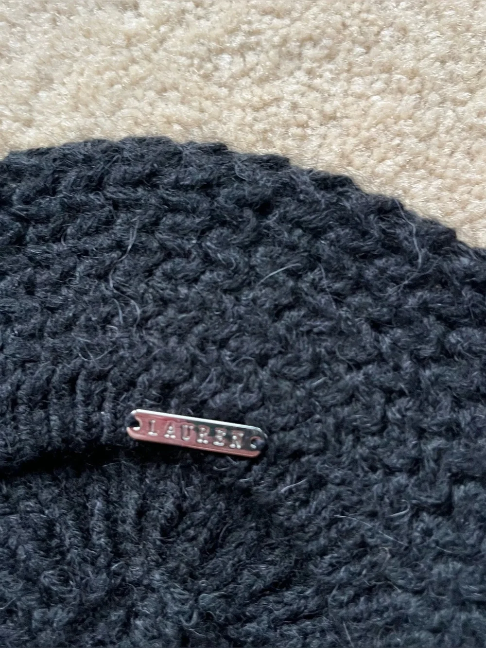 Lauren Ralph Lauren Women’s Black Beanie Winter Hat - Acrylic/Wool/Alpaca -VGUC